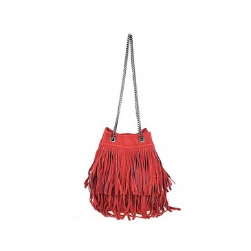 Valódi bőr Rojtos női oldaltáska Piros színben