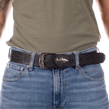 Horgász öv ponty mintával fekete színben 135 cm-től 90 cm-ig