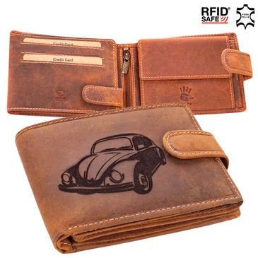 Giulio  pénztárca bőr díszdobozban vw bogár autós mintával RFID rendszerrel