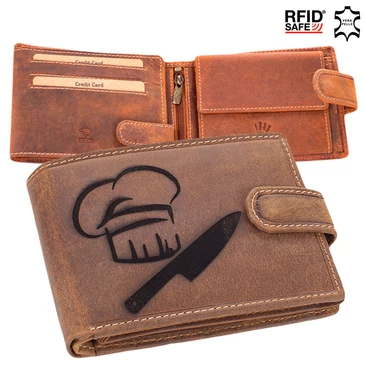 Giulio  bőr pénztárca szakács mintával díszdobozban RFID rendszerrel
