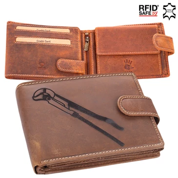 Giulio  bőr pénztárca vízszerelelő mintával díszdobozban RFID rendszerrel