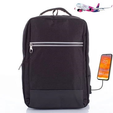 Fedélzeti méretű laptophátizsák  USB csatlakozóval