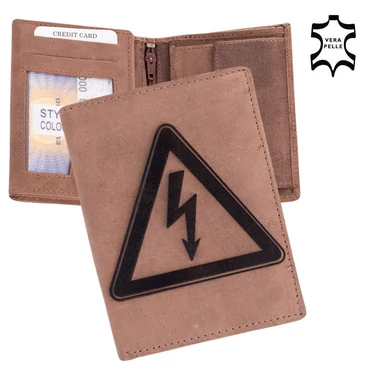 Bőr pénztárca villanyszerelő mintával díszdobozban