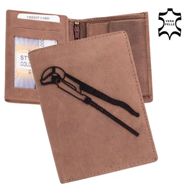 Bőr pénztárca vízszerelő mintával díszdobozban