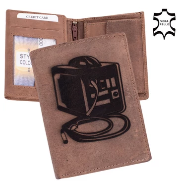 Bőr pénztárca lakatos mintával díszdobozban