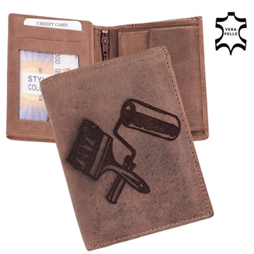 Bőr pénztárca festő mintával díszdobozban