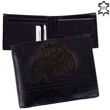 Bőr férfi pénztárca Traktor mintával 