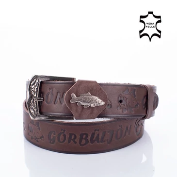 Horgász öv ponty mintával sötétbarna színben 120 cm