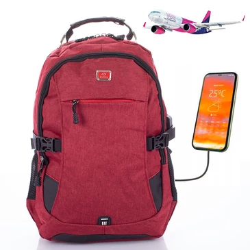 Ultraerős Fedélzeti méretű laptophátizsák 40 x 30 x 20 cm USB töltővel