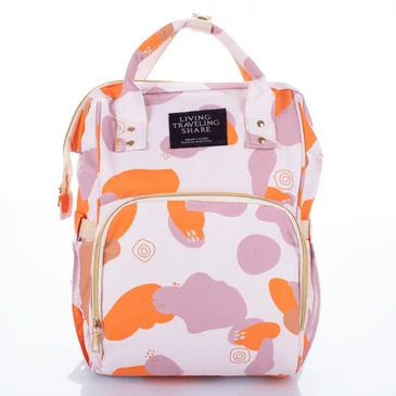 Női sokzsebes hátizsák bézs-narancs színben