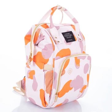 Női sokzsebes hátizsák bézs-narancs színben