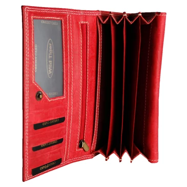 WILD Valódi bőr brifkó pénztárca piros színben