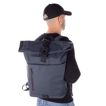 Sötétkék vízálló többzsebes laptoptartós hátizsák