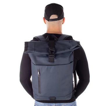 Sötétkék vízálló többzsebes laptoptartós hátizsák