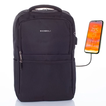 Fedélzeti méretű laptophátizsák  USB csatlakozóval