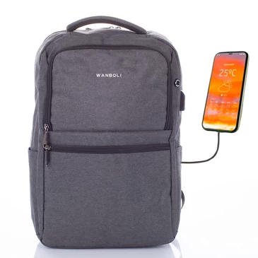 Fedélzeti méretű laptophátizsák  USB csatlakozóval