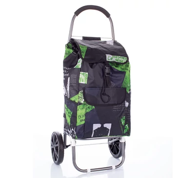 Sokzsebes Gurulós bevásárlókocsi fekete-zöld színben