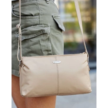 Elegáns Valódi bőr női oldaltáska bézs színben