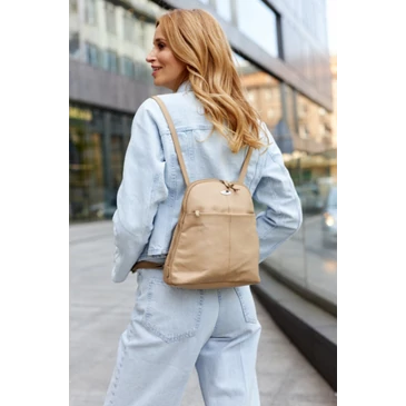  Női valódi bőr Városi  hátizsák bézs színben