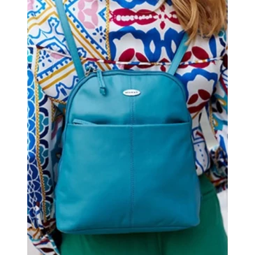  Női valódi bőr Városi  hátizsák türkiz színben