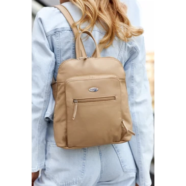 Női valódi bőr Városi  hátizsák bézs színben