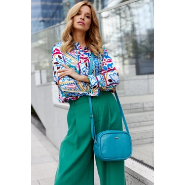 Valódi bőr Női oldaltáska türkizkék színben