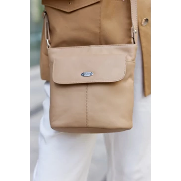 Valódi bőr Női oldaltáska bézs színben