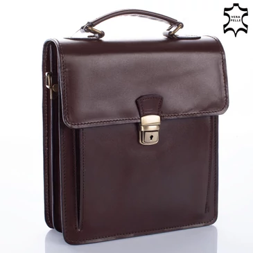 Valódi bőr férfi oldaltáska sötétbarna színben