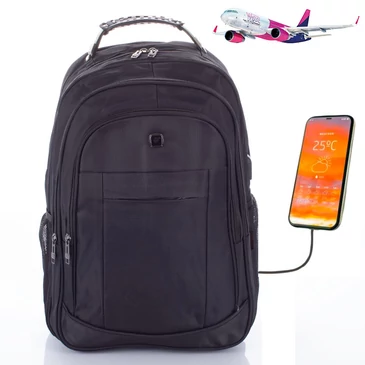 Ultraerős Fedélzeti méretű laptophátizsák  USB töltővel