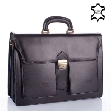 Maxmoda Valódi bőr aktatáska 3 részes fekete színben