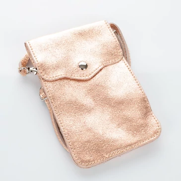 Valódi bőr telefontartó rosegold színben