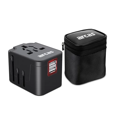 Utazási kiegészítők Világ adapter USB Töltővel ajándék tartóval Arcas TA-01