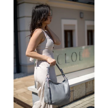 Valódi bőr női táska szürke színben S7164 Gray