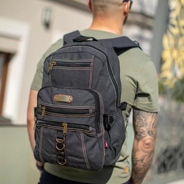 Outdoor Ultraerős vászon hátizsák fekete színben