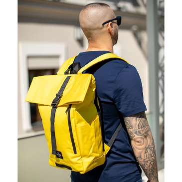 Sárga vászon többzsebes hátizsák