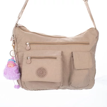 Fantasy női oldaltáska sötétbézs színben ajándék kulcstartóval