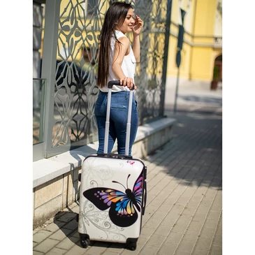 Keményfalú Pillangós bőrönd kabin méret