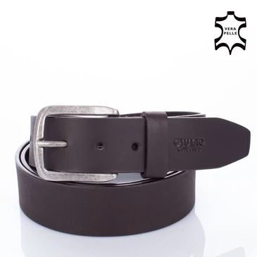 GIULIO COLLECTION Valódi bivalybőr férfi öv barna színben 90 cm