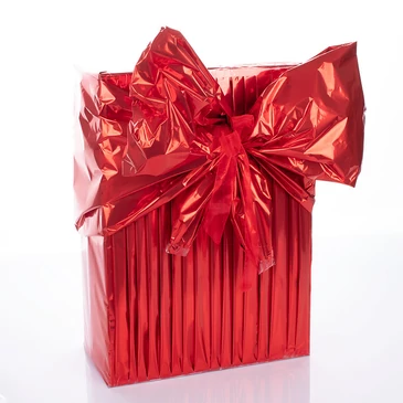 Ajándékcsomagolás piros nagy masnival