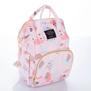 Női sokzsebes hátizsák rózsaszín