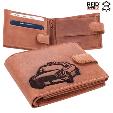 Valódi bőr férfi pénztárca taxis mintával RFID rendszerrel