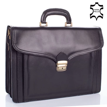 Valódi bőr aktatáska 3 részes fekete színben