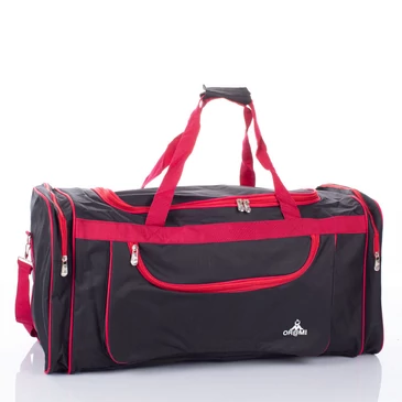 Tágas utazótáska méret fekete-piros színben