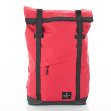 Piros vászon többzsebes hátizsák