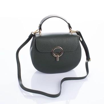 Valódi bőr női táska sötétzöld színben