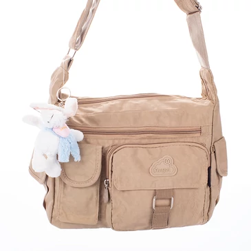 Angel sokzsebes női oldaltáska bézs színben ajándék kulcstartóval