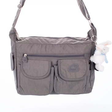 Angel sokzsebes női oldaltáska szürke színben ajándék kulcstartóval