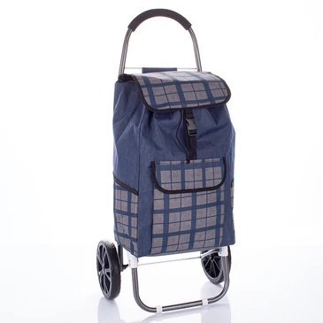 Sokzsebes Gurulós bevásárlókocsi kék kockás 