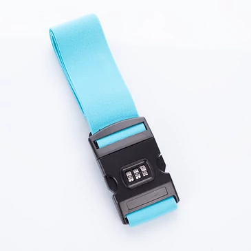 Számzáras biztonsági bőröndpánt heveder világoskék színben rugalmas gumírozott