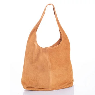 Valódi velúbőr női táska cognac színben